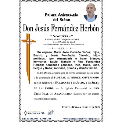 Don Jesús Fernández Herbón (04/07/2026)