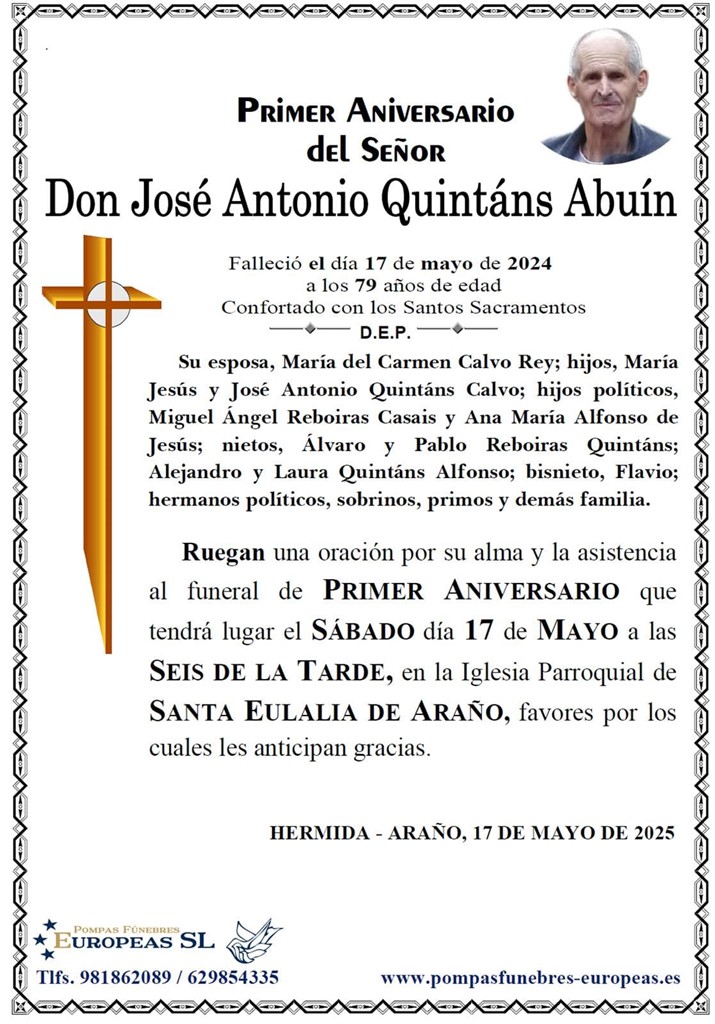 Don José Antonio Quintáns Abuín (17/05/2025)