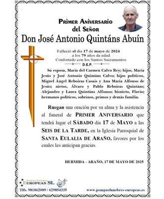 Don José Antonio Quintáns Abuín (17/05/2025)