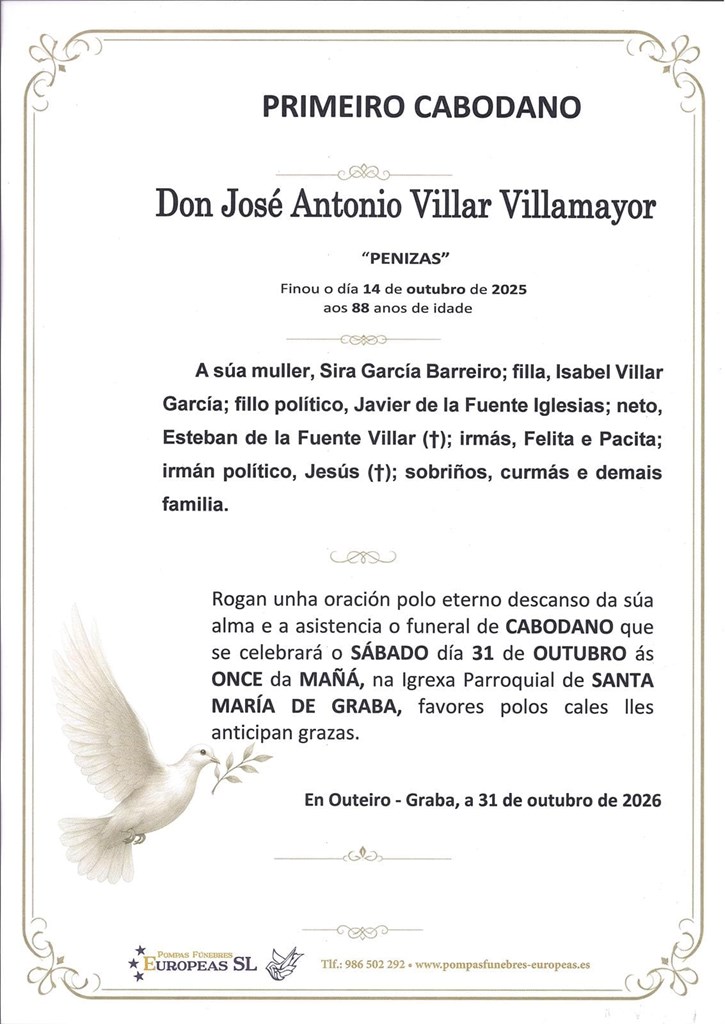 Don José Antonio Villar Villamayor (31/10/2026)