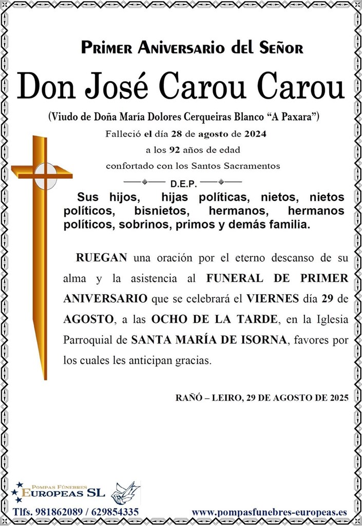 Don José Carou Carou (29/08/2025)