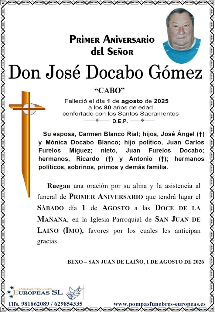Don José Docabo Gómez (01/08/2026)
