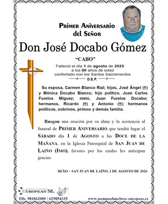 Don José Docabo Gómez (01/08/2026)