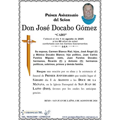 Don José Docabo Gómez (01/08/2026)