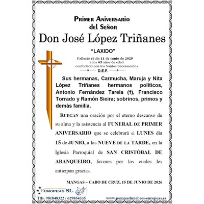 Don José López Triñanes (15/06/2026)