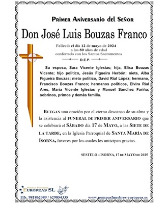 Don José Luis Bouzas Franco (17/05/2025)