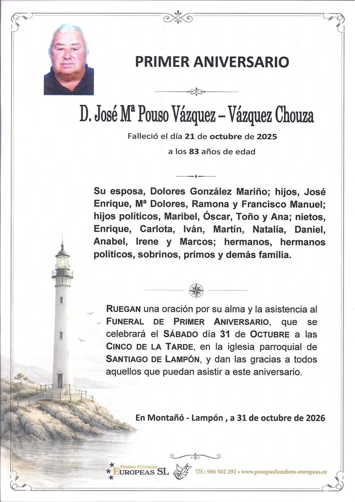 Don José Mª Pouso Vázquez - Vázquez Chouza (31/10/2026)