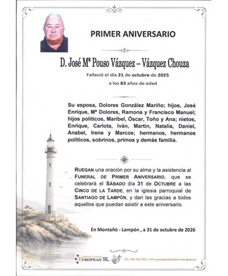 Don José Mª Pouso Vázquez - Vázquez Chouza (31/10/2026)