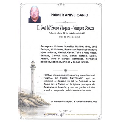 Don José Mª Pouso Vázquez - Vázquez Chouza (31/10/2026)