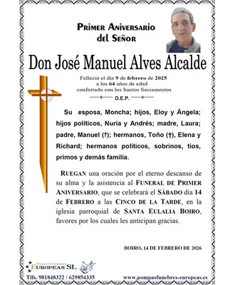 Don José Manuel Alves Alcalde (14/02/2026)