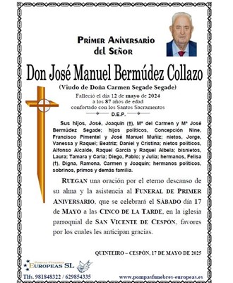 Don José Manuel Bermúdez Collazo (17/05/2025)
