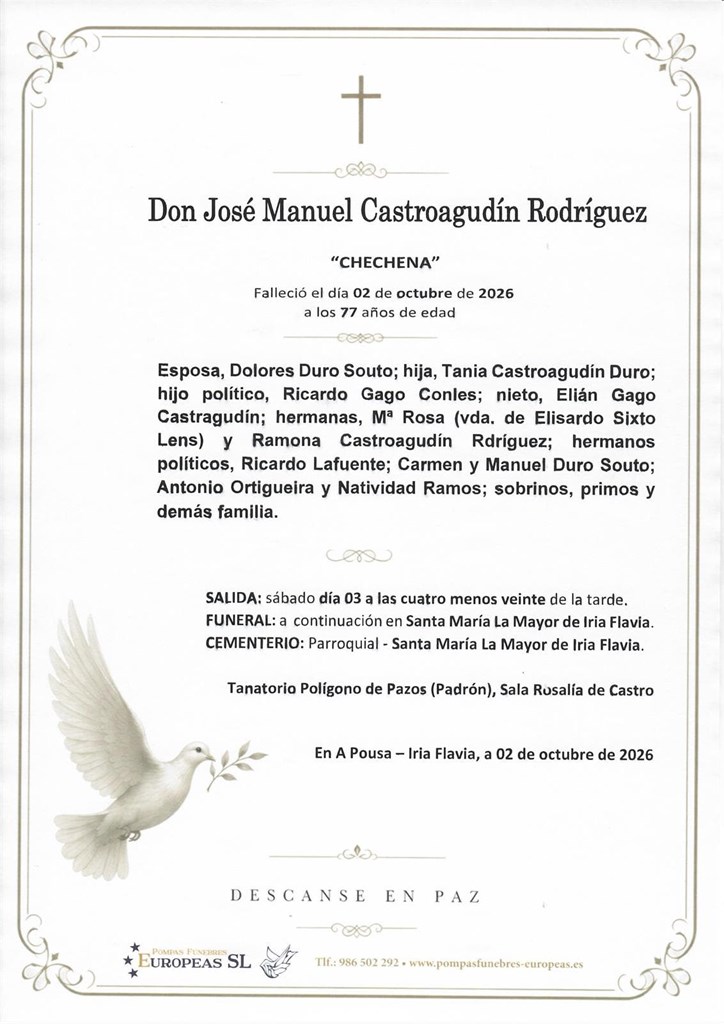 Foto principal Don José Manuel Castroagudín Rodríguez