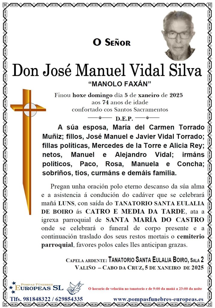Foto secundaria Don José Manuel Vidal Silva