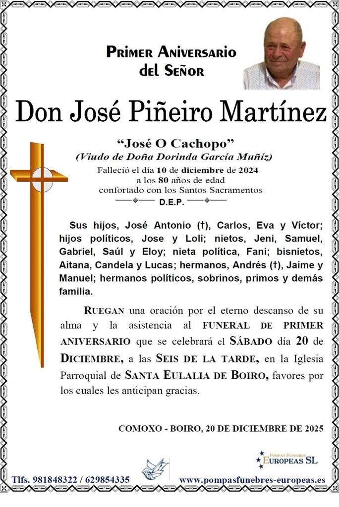 Don José Piñeiro Martínez (20/12/2025)