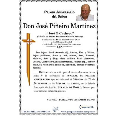 Don José Piñeiro Martínez (20/12/2025)