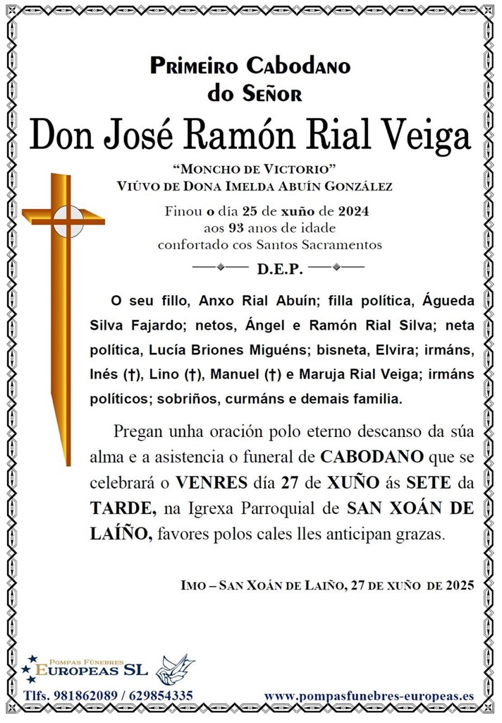 Don José Ramón Rial Veiga (27/06/2025)