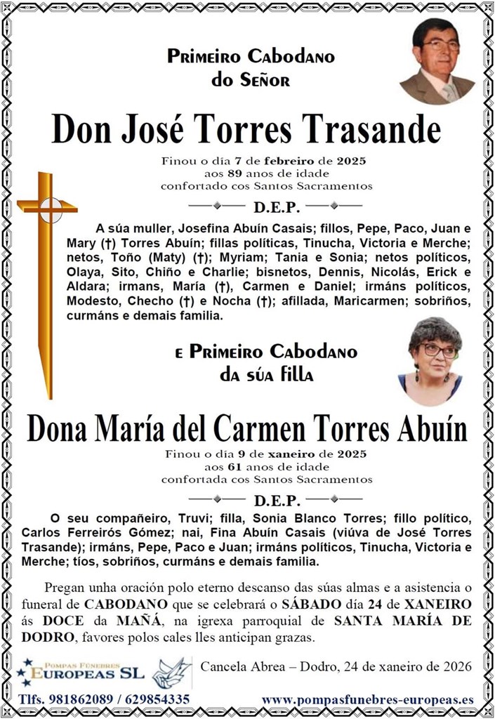 Don José Torres Trasande e Mª del Carmen Torres Abuín (24/01/2026)