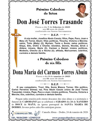 Don José Torres Trasande e Mª del Carmen Torres Abuín (24/01/2026)