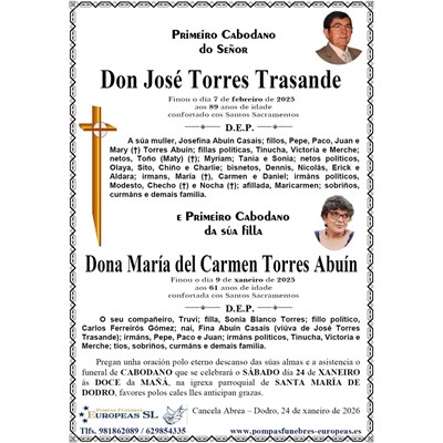 Don José Torres Trasande e Mª del Carmen Torres Abuín (24/01/2026)