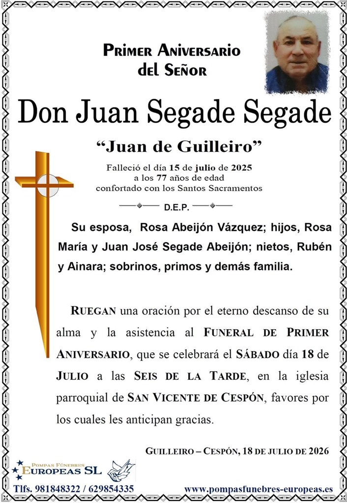 Don Juan Segade Segade (18/07/2026)