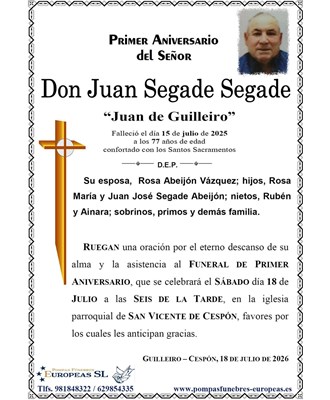Don Juan Segade Segade (18/07/2026)