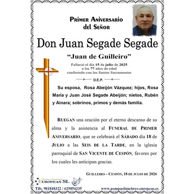 Don Juan Segade Segade (18/07/2026)