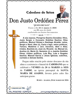 Don Justo Ordóñez Pérez (20/03/2026)