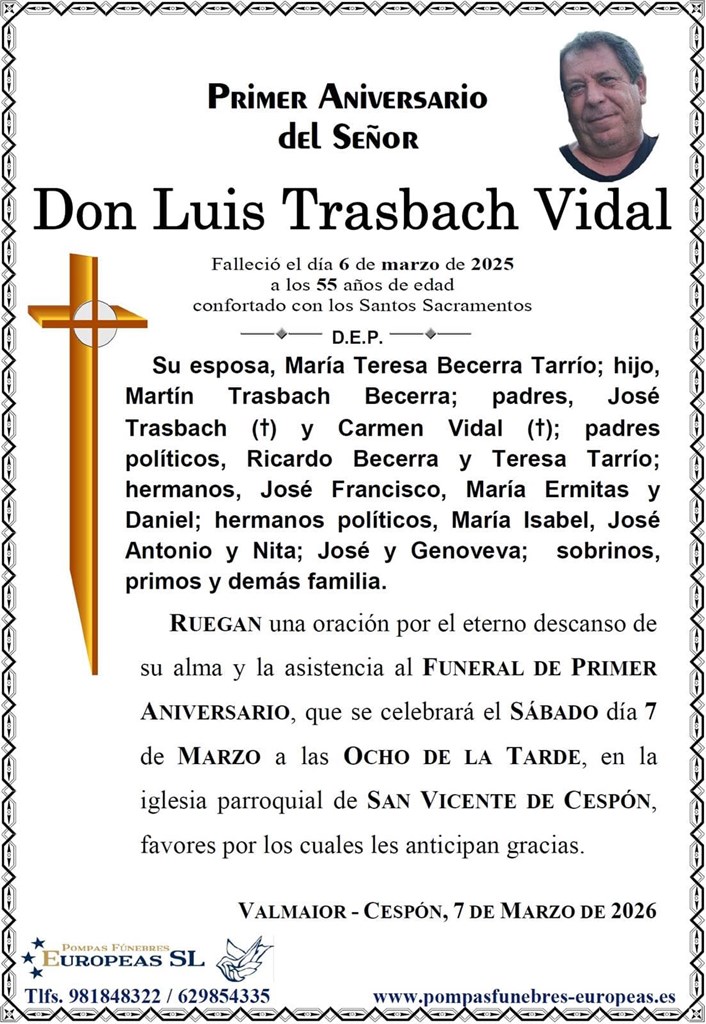 Don Luis Trasbach Vidal (07/03/2026)