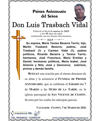 Don Luis Trasbach Vidal (07/03/2026)
