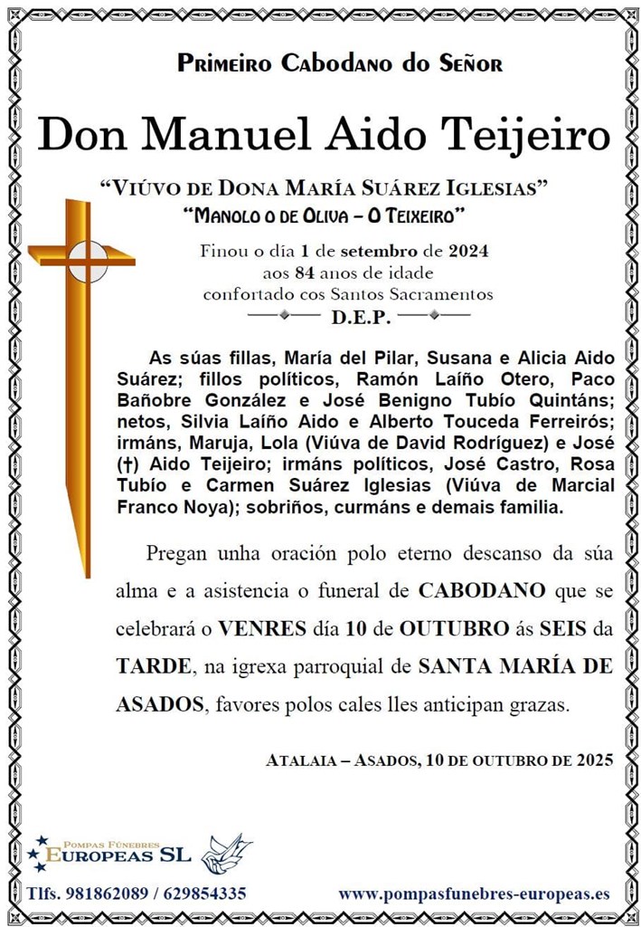 Don Manuel Aido Teijeiro (10/10/2025)