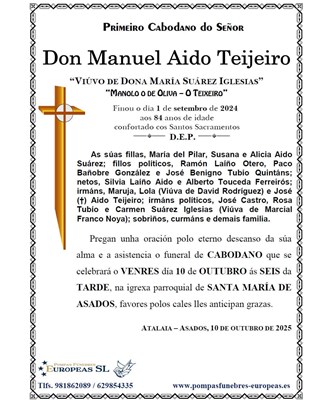 Don Manuel Aido Teijeiro (10/10/2025)