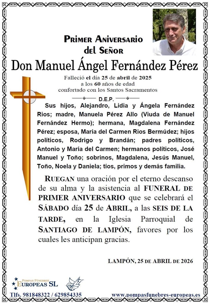 Don Manuel Ángel Fernández Pérez (25/04/2026)