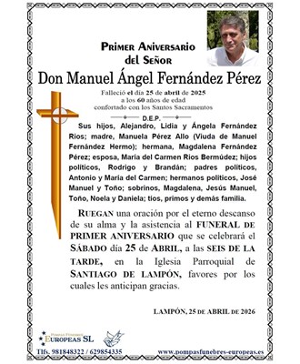 Don Manuel Ángel Fernández Pérez (25/04/2026)