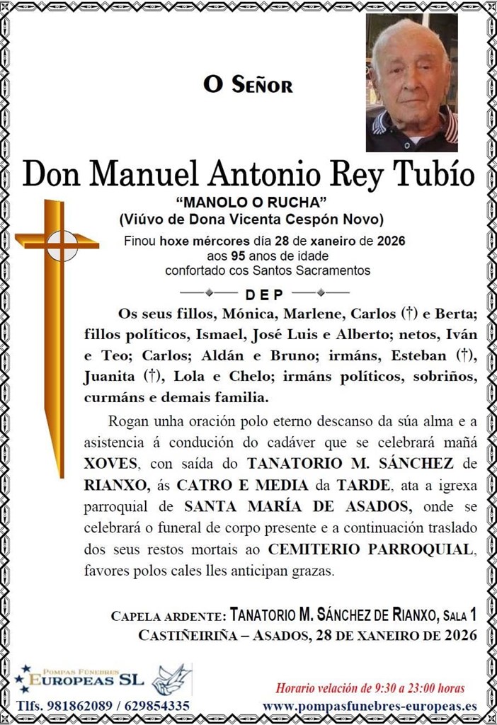 Foto secundaria Don Manuel Antonio Rey Tubío