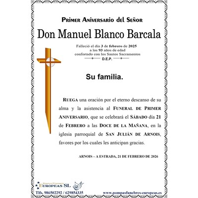 Don Manuel Blanco Barcala (21/02/2026)