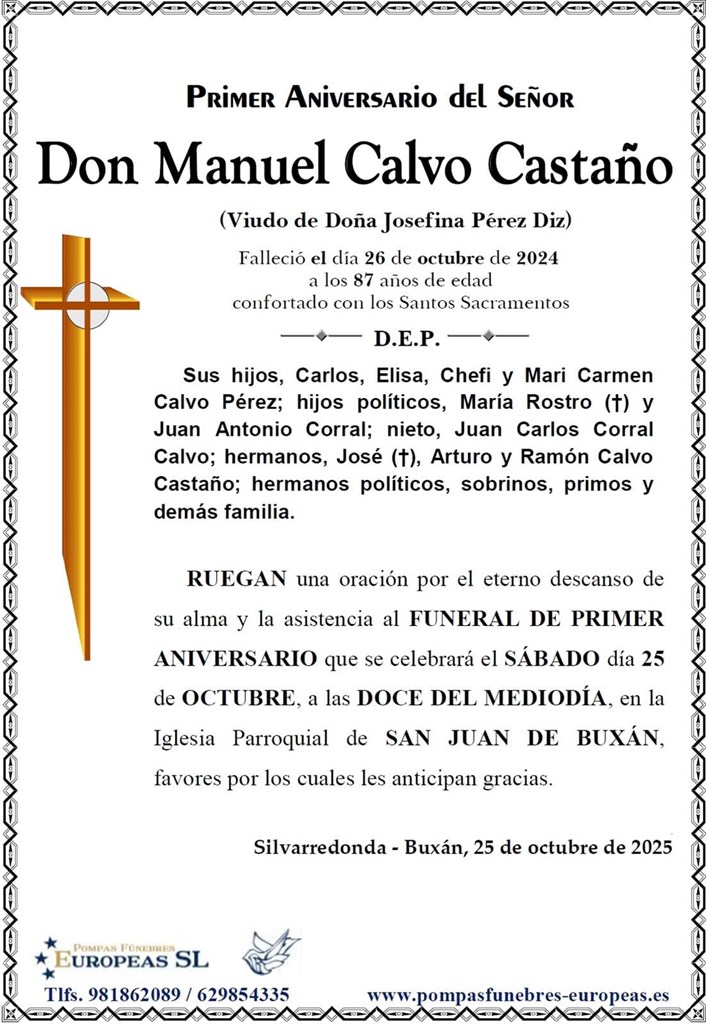 Don Manuel Calvo Castaño (25/10/2025)