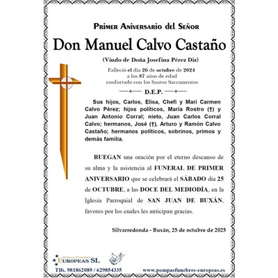Don Manuel Calvo Castaño (25/10/2025)