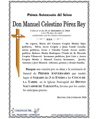 Don Manuel Celestino Pérez Rey (03/01/2026)