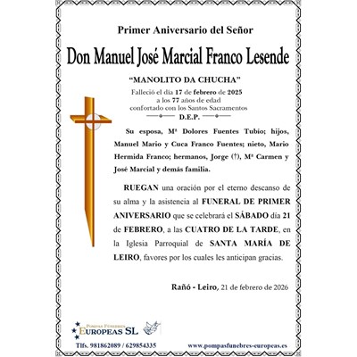 Don Manuel José Marcial Franco Lesende (21/02/2026)