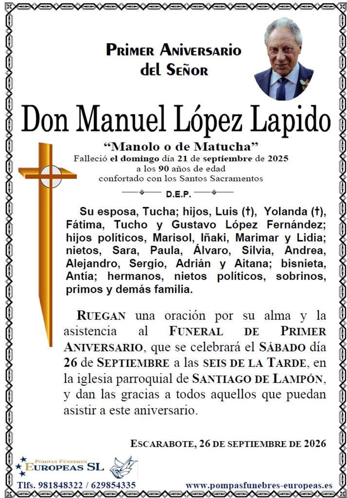 Don Manuel López Lapido (26/09/2026)