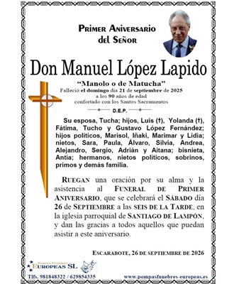 Don Manuel López Lapido (26/09/2026)