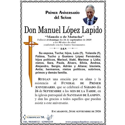 Don Manuel López Lapido (26/09/2026)