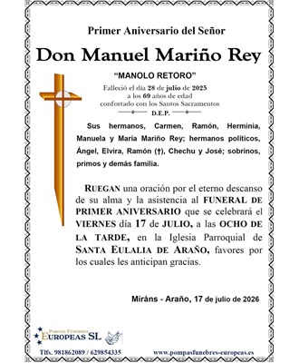 Don Manuel Mariño Rey (17/07/2026)