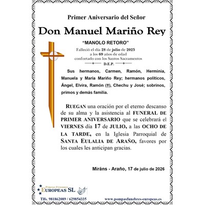 Don Manuel Mariño Rey (17/07/2026)