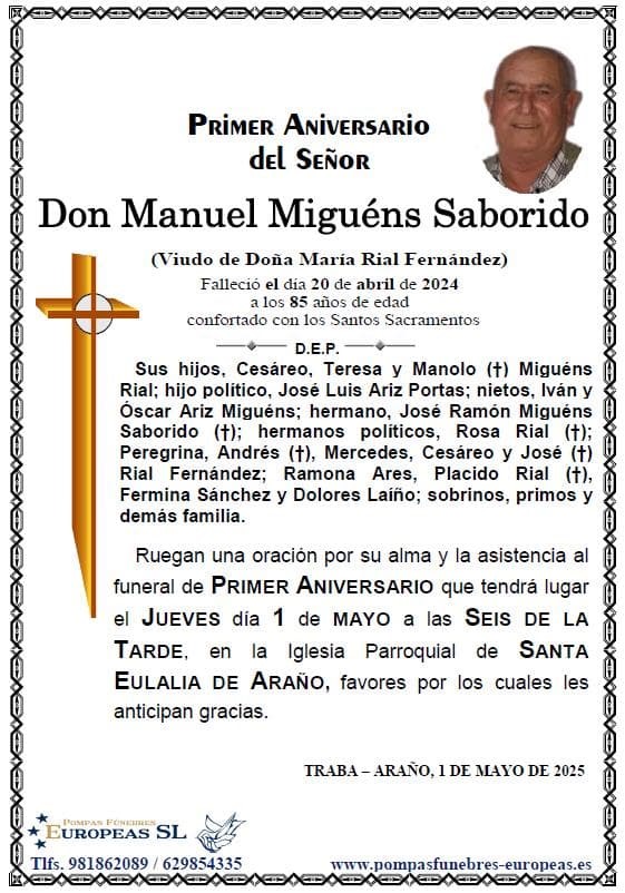 Don Manuel Migués Saborido (01/05/2025)