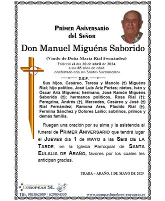 Don Manuel Migués Saborido (01/05/2025)