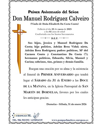 Don Manuel Rodríguez Calveiro (31/01/2026)