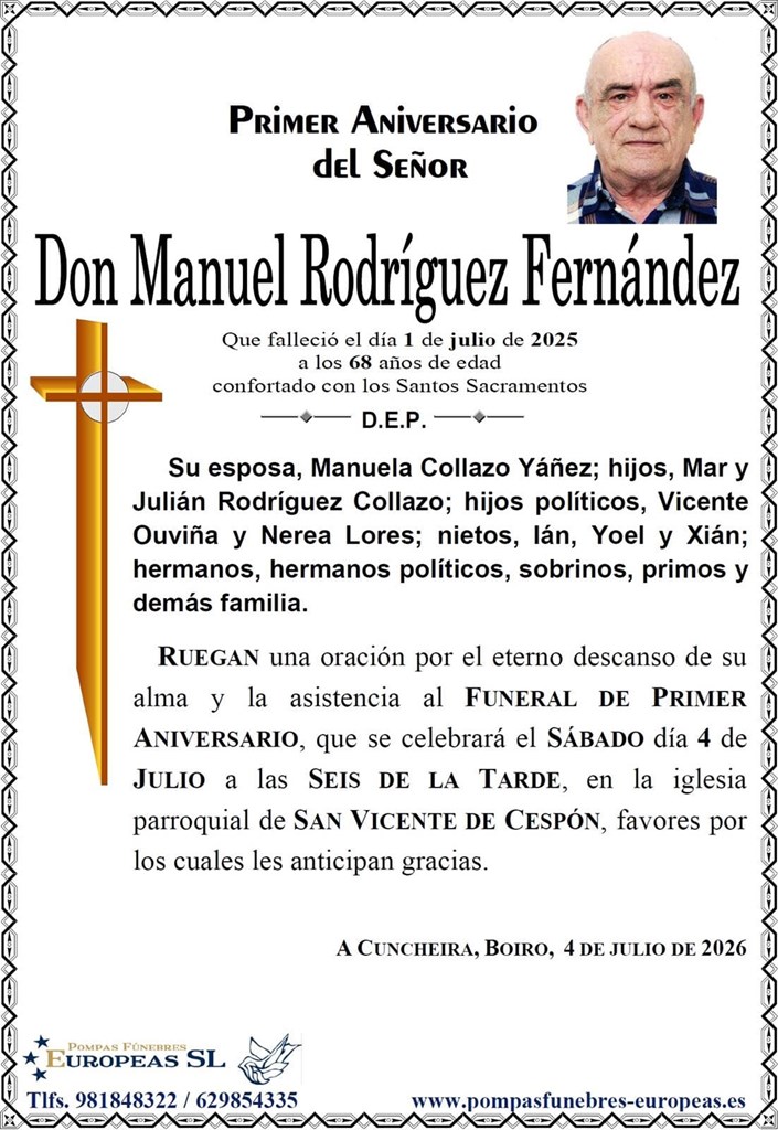 Don Manuel Rodríguez Fernández (04/07/2026)