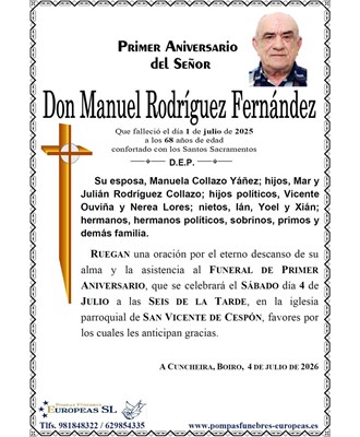 Don Manuel Rodríguez Fernández (04/07/2026)