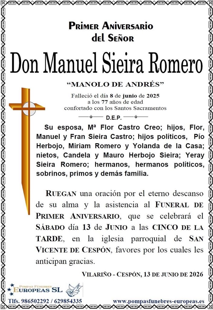 Don Manuel Sieira Romero (13/06/2026)